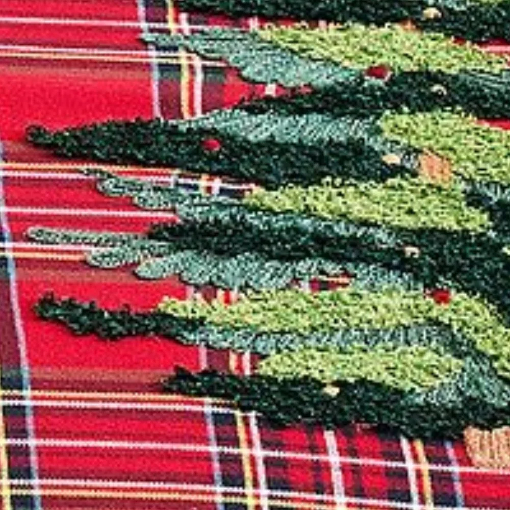 Pottery Barn Elliot KING / CAL Duvet Cover Christmas Tree Embroidered Red Plaid